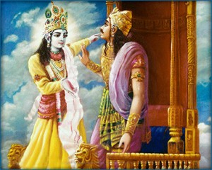 Krishna speaks to Arjuna