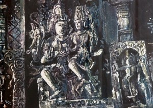 sculpture-Siva Parvathi - watercolor