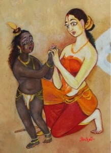 Grace to Yashoda. Detail from Srimadbhagavatham. #Krishnafortoday Keshav