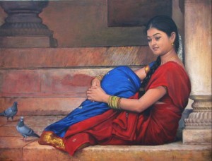 Paintings of rural indian women - Oil painting (4).forblog