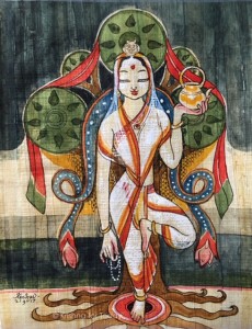 170921 Mahalaya 03-Maa Brahmacharini -watercolour -papyrus- lr