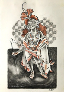 171124 -Vanamali -mixed media - lrCharcoal, conte - 15”x22”