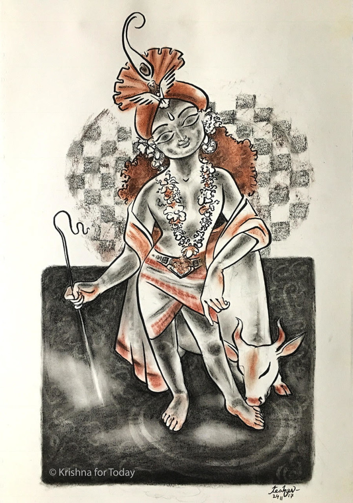 171124 -Vanamali -mixed media - lr Charcoal, conte - 15”x22”