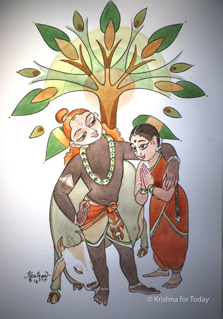 171208 -Krishna and Rukmani -lr-watercolour -24x32cms