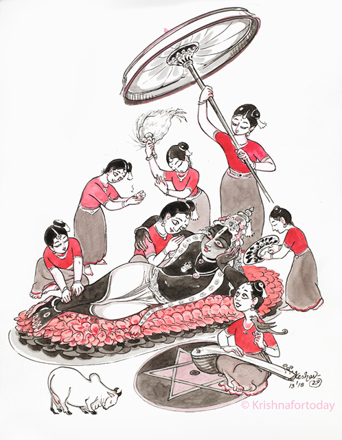 180113 -Tiruppavai 29-sitranchirukale lr- watercolour - 24x32cms (Eternal servitude -ezhezh piravikkum - multiple forms not multiple lives. mukkur azhagiyasingar)