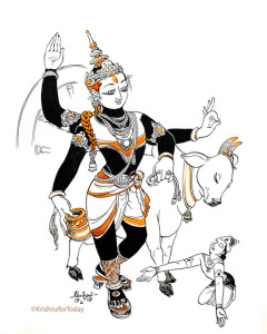 180219 Gopala Gita - Vishwaroopa -24x32cms watercolour Indian ink. New series