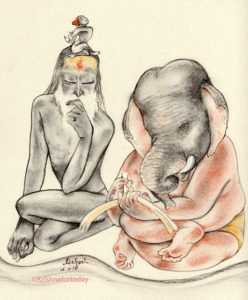 180716 Vyasa composes the Mahabharata 9x12 strathmore 160gsm lr