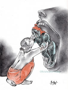 180721 Yashoda watercolour, conté and charcoal A4 scan 300dpi wm
