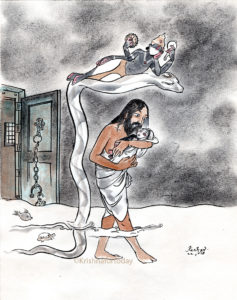 180722 Krishna avatar 01- A4 - watercolour -charcoal 100 dpi scan lr