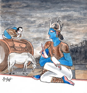 180731 -Dialogue with Arjuna-watercolour-lr- A4 100 dpi