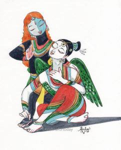 180813 -Andal and Krishna - Tiru aadi Pooram - Watercolour A4100dpi -lr