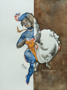 181003 - goverdhanadhari watercolour 24x32 cms lr