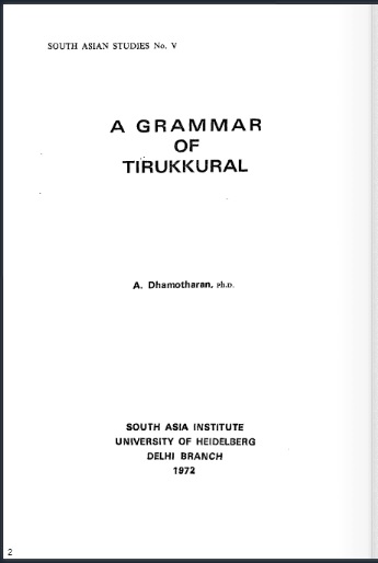 A Grammar of Tirukkural Ayyadurai Dhamotharan