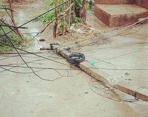 Fallen electric post