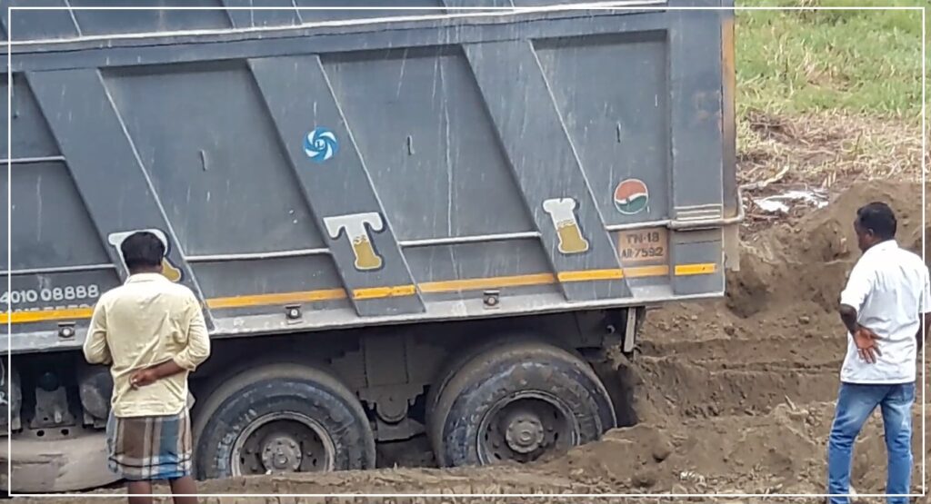 Lorry stuck